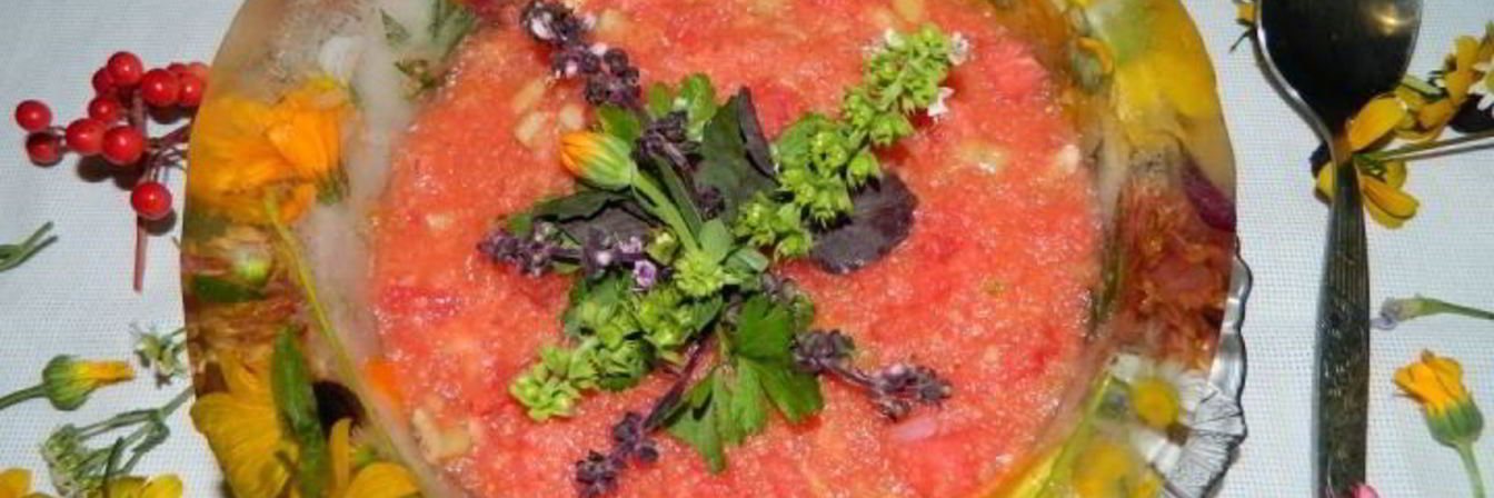 Арбузный гаспачо в ледяной тарелке