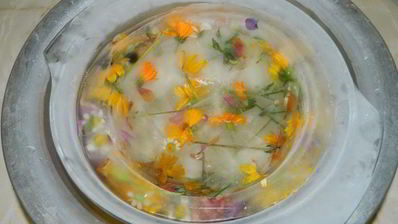 арбузный гаспачо в ледяной тарелке