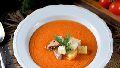 гаспачо с печенью трески