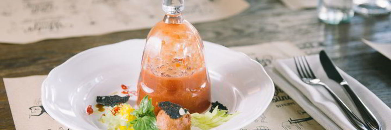 Гаспачо с сорбетом из томатов