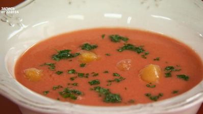 суп гаспачо с апельсиновым льдом