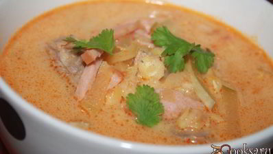 гороховый суп на баранине с кабачком и сарделькой