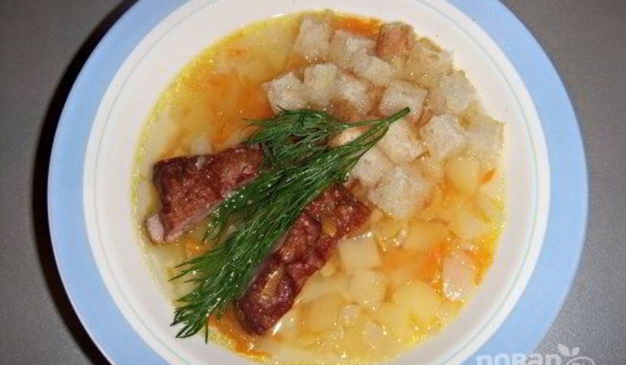 Рецепт горохового супа на копченых ребрышках