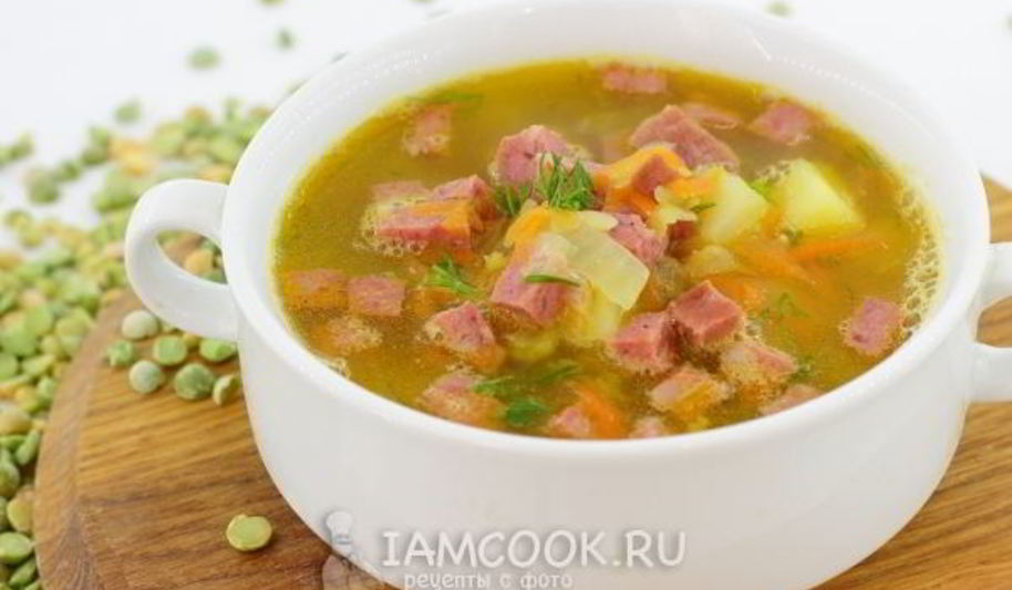 Рецепт горохового супа с копченой колбасой