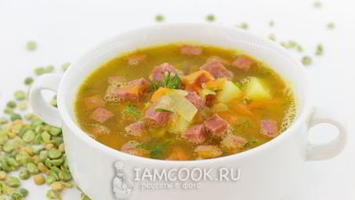 гороховый суп с копченой колбасой