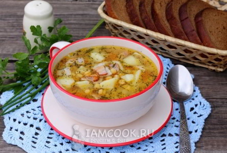 Гороховый суп с копченостями в мультиварке