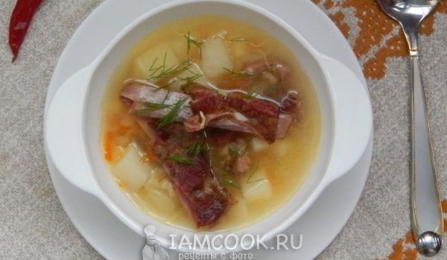 Рецепт горохового супа с копчеными свиными ребрами