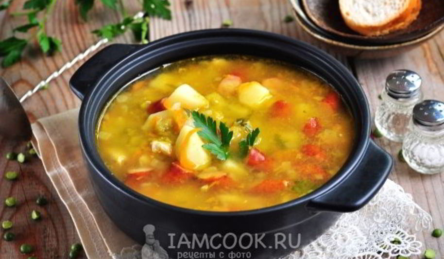 Рецепт горохового супа с охотничьими колбасками