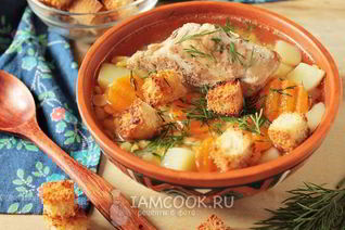 Гороховый суп с запеченными ребрышками