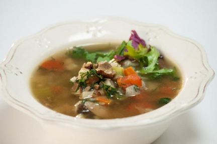 Суп из камбалы с рисом и горохом