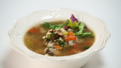 суп из камбалы с рисом и горохом