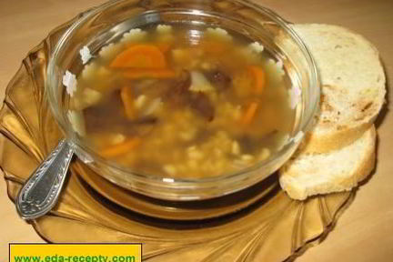 Грибной суп из сушеных грибов с перловкой