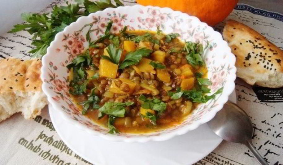 Рецепт карри-супа с чечевицей и тыквой