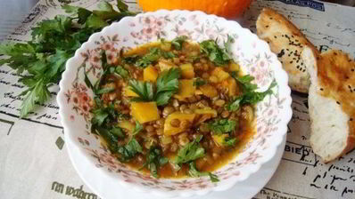 карри-суп с чечевицей и тыквой