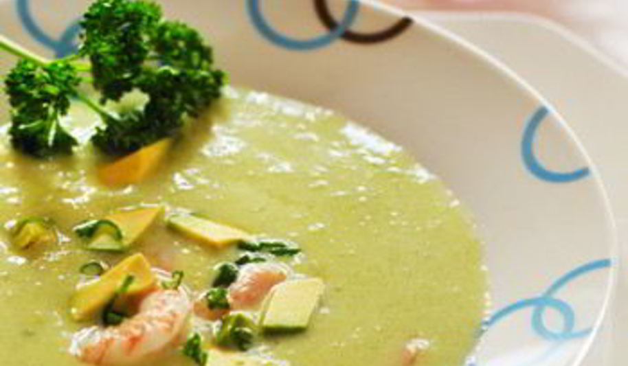 Рецепт холодного супа из авокадо с креветками