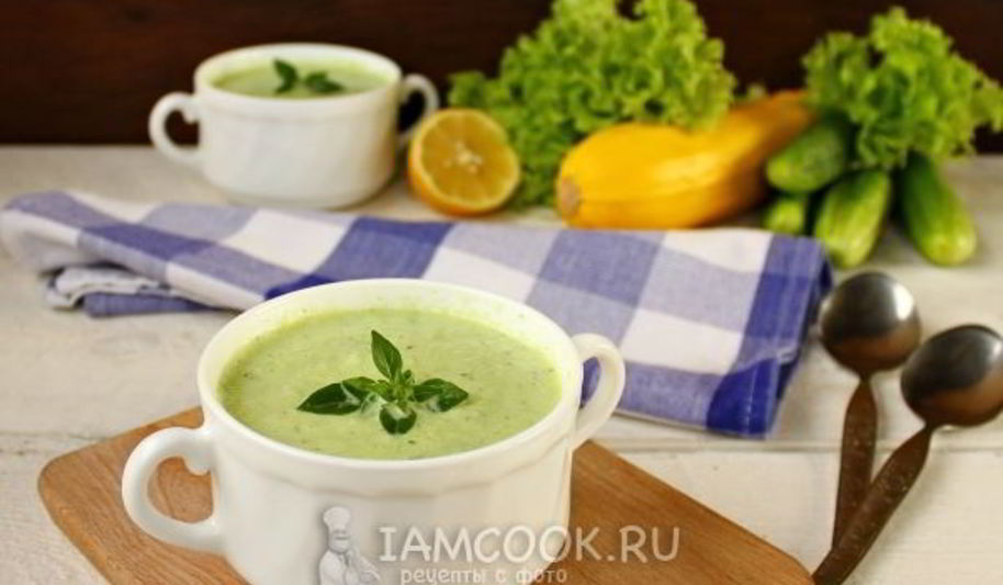 Рецепт холодного супа из огурца и цуккини