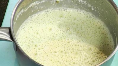 суп-крем из спаржи с палтусом холодного копчения