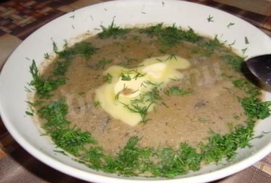 Крем суп из куриной печени и грибов