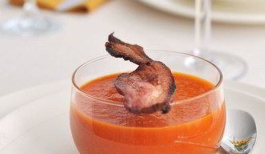 Рецепт крема-супа из запеченных томатов с хрустящим беконом