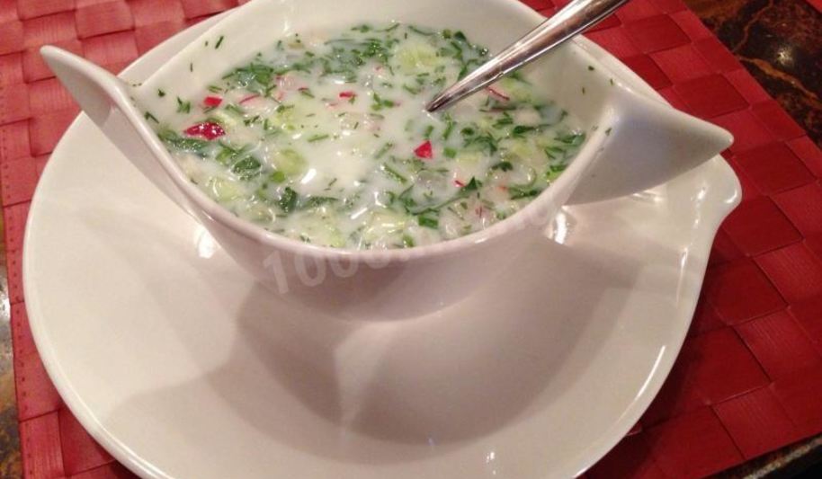 Рецепт легкого супа окрошка с черемшой на кефире