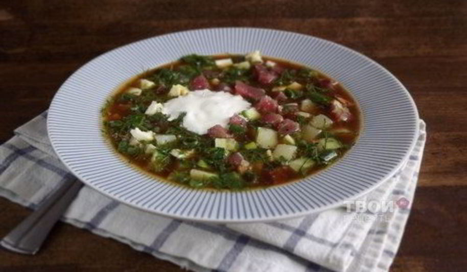 Рецепт окрошки мясной на квасе