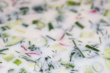 Окрошка на кефире без колбасы