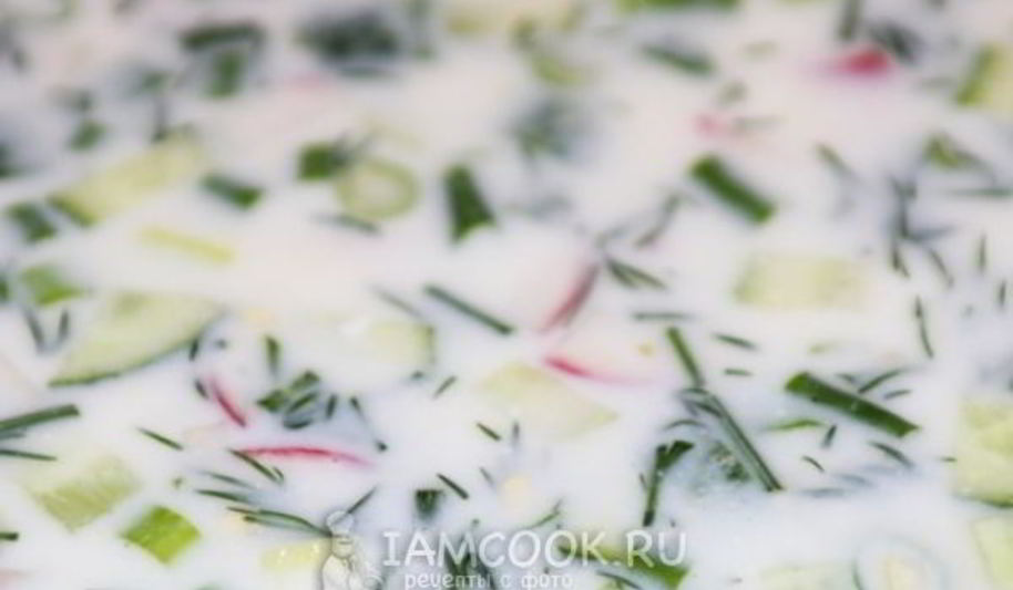 Рецепт окрошки на кефире без колбасы