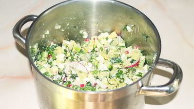 окрошка на кефире без колбасы