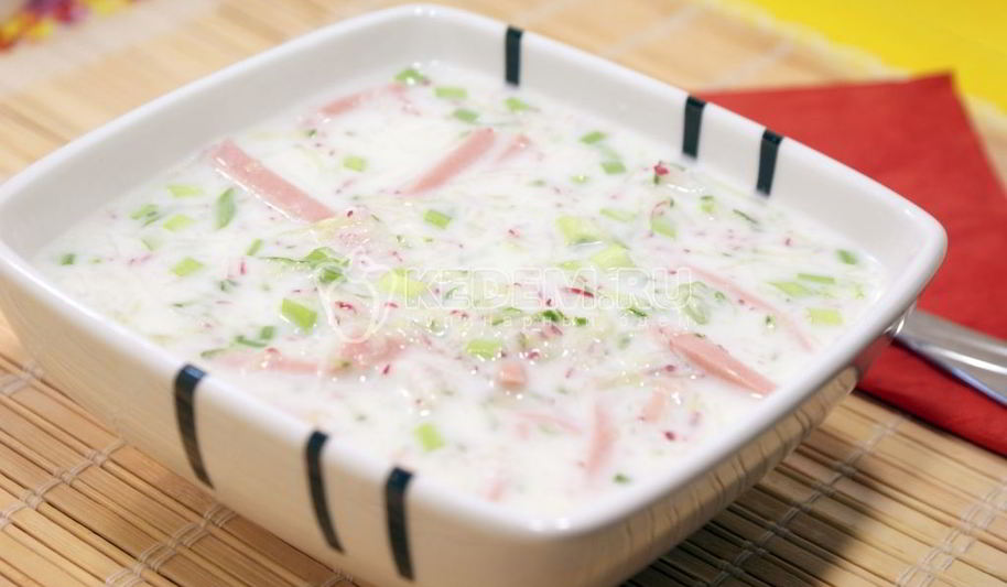 Рецепт окрошки на кефире и минералке