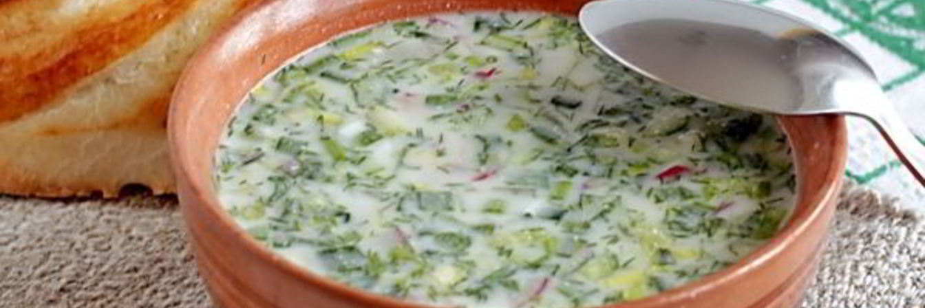 Окрошка на кефире с копченой курицей без картошки