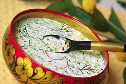 Окрошка на кефире с редисом