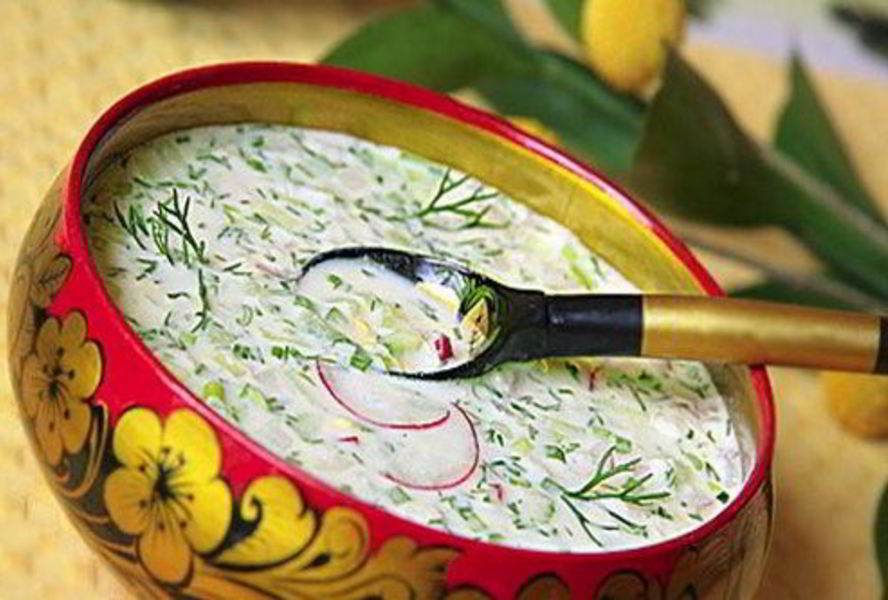 Окрошка на кефире с редисом