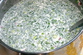 Окрошка на курином бульоне