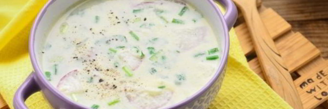 Окрошка на майонезе с колбасой