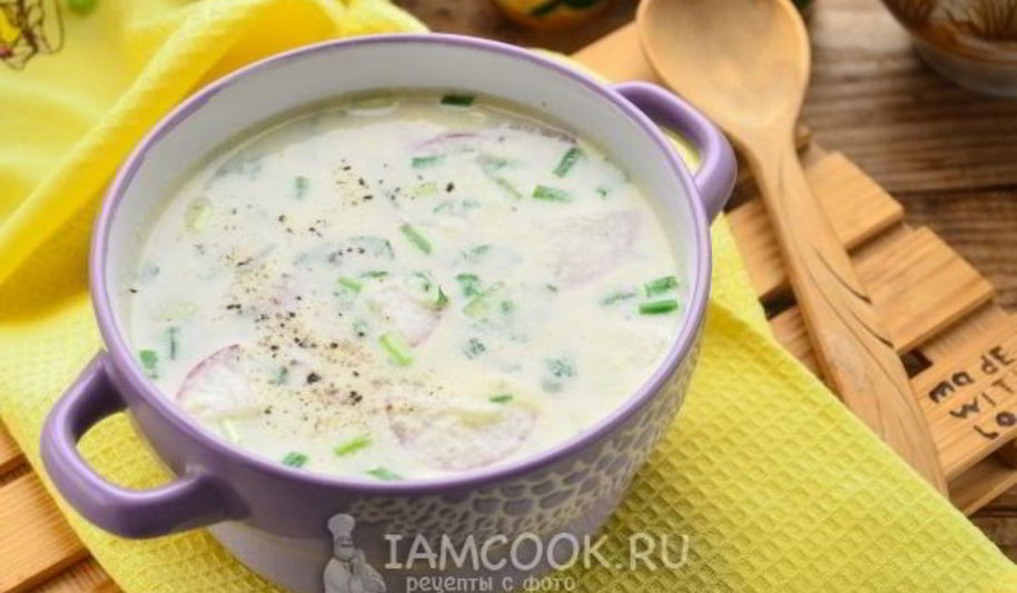 Рецепт окрошки на майонезе с колбасой