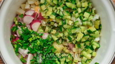 окрошка на майонезе с колбасой