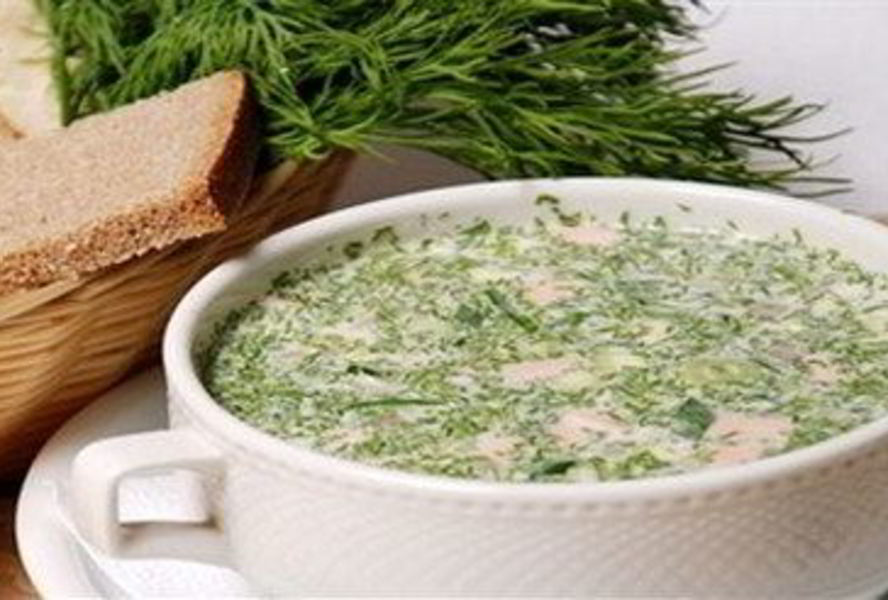 Окрошка на минеральной воде с кефиром