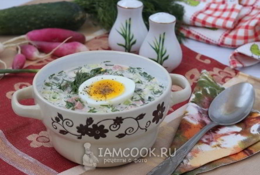 Окрошка на сыворотке и сметане