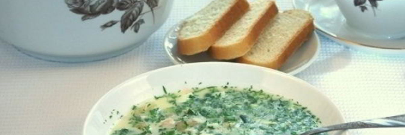 Окрошка на сыворотке с куриной грудкой