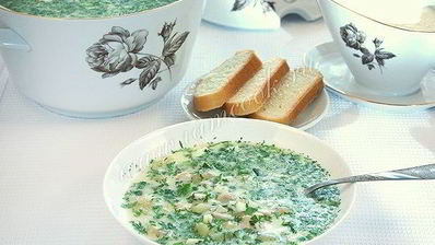 окрошка на сыворотке с куриной грудкой