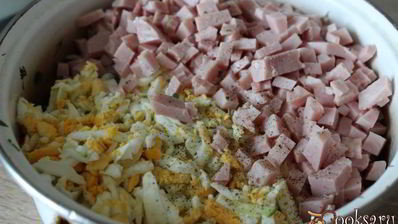 окрошка на сыворотке с ветчиной