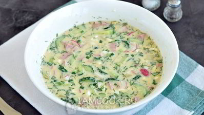 окрошка с колбасой на айране