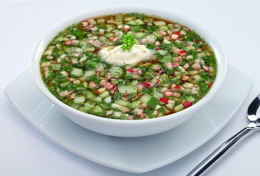 Окрошка с колбасой на квасе классическая