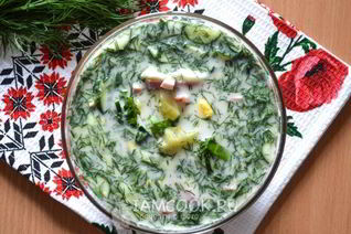 Окрошка с колбасой на квасе