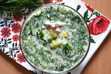 Окрошка с колбасой на квасе