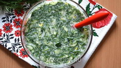 окрошка с колбасой на квасе