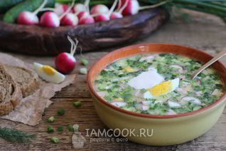 Окрошка с колбасой на сыворотке