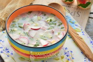 Окрошка с колбасой на уксусе