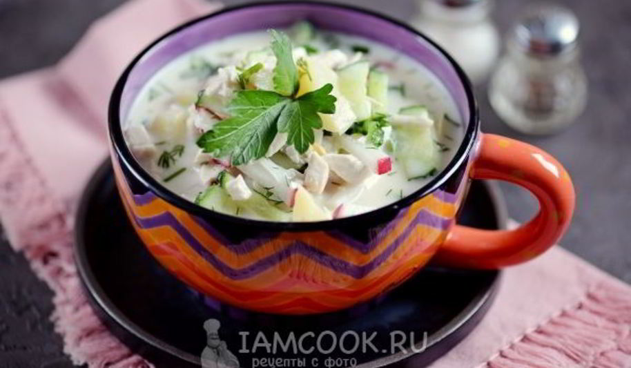 Рецепт окрошки с куриной грудкой