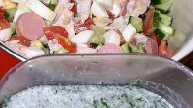 окрошка с курицей на простокваше